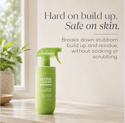Lift Off Power Spray Plant-Based. No Scrubbing. Bleach-Free.